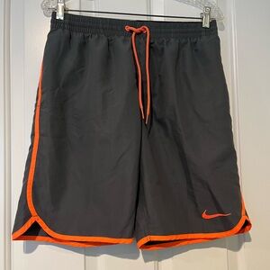 Nike Gray and Orange Swim Shorts Size Medium